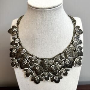 BaubleBar Bib Necklace Antique Leaf Statement Jewelry